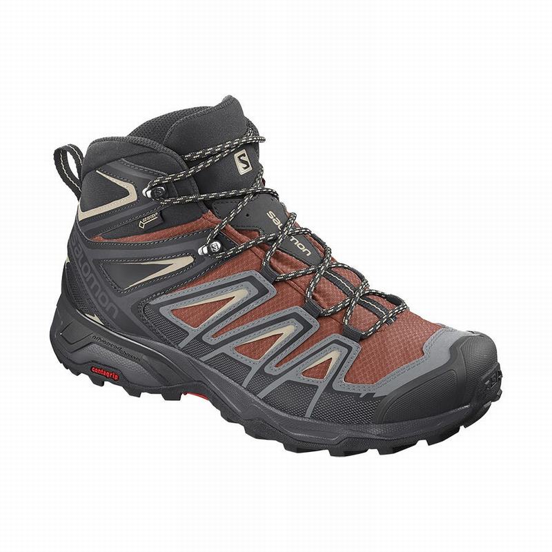 Salomon Israel X ULTRA 3 MID GORE-TEX - Mens Hiking Boots - Dark Red/Black (TZKA-96501)